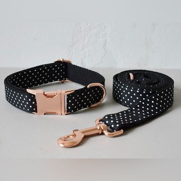 Polka dot collar and leash set brand new size m - Picture 1 of 4